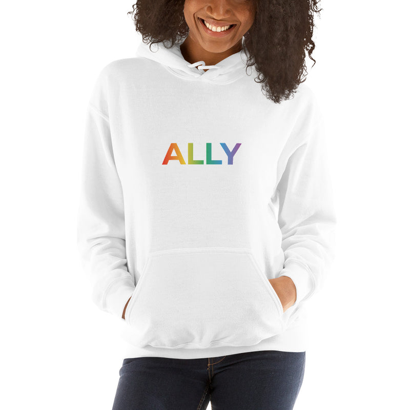 Ally Rainbow Fade Hoodie in White