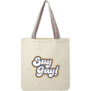 Say Gay! Rainbow Handle Cotton Tote | pride tote bag, queer tote