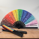 Queerencia Sparkle Progress Pride Clack Fan | Rainbow Folding Hand Fan