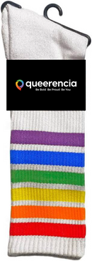Rainbow Pride Crew Socks | LGBTQ+ Colorful Striped Socks