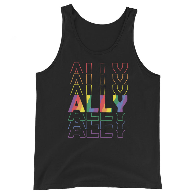 Ally Rainbow Stacked Tank Top in Black