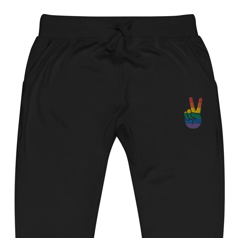 Rainbow peace sign embroidered Joggers