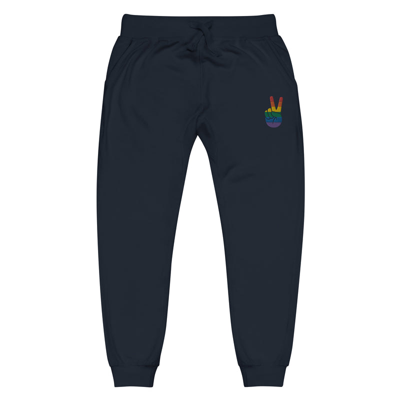 Rainbow peace sign embroidered Joggers