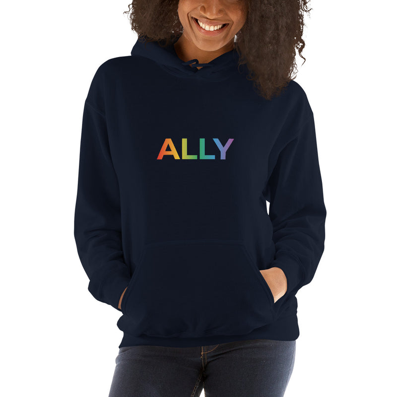 Ally Rainbow Fade Hoodie in Navy