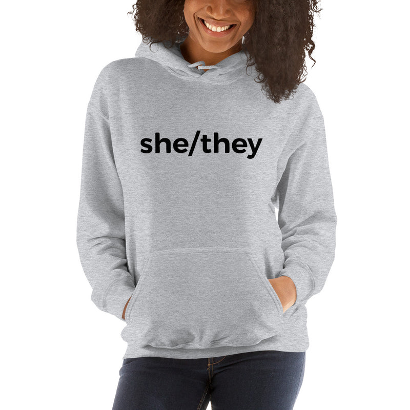 she/they Pronoun Hoodie