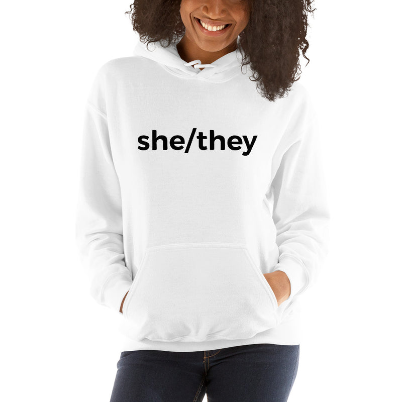 she/they Pronoun Hoodie