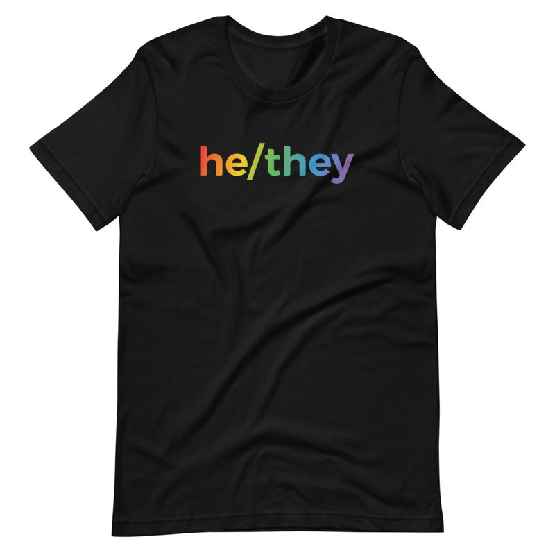 Rainbow he/they Pronoun T-Shirt