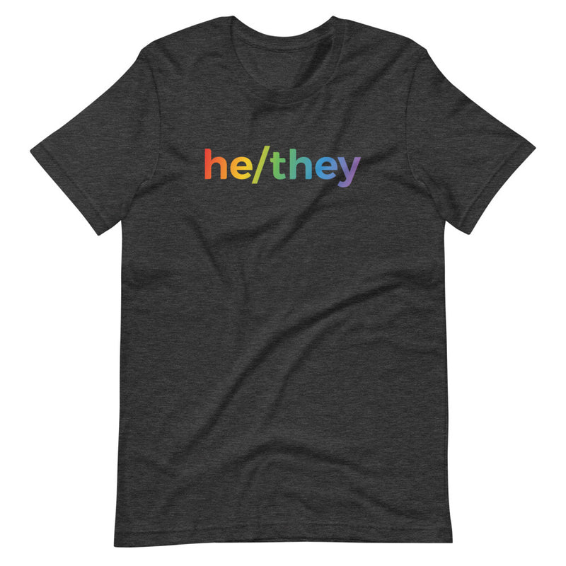 Rainbow he/they Pronoun T-Shirt