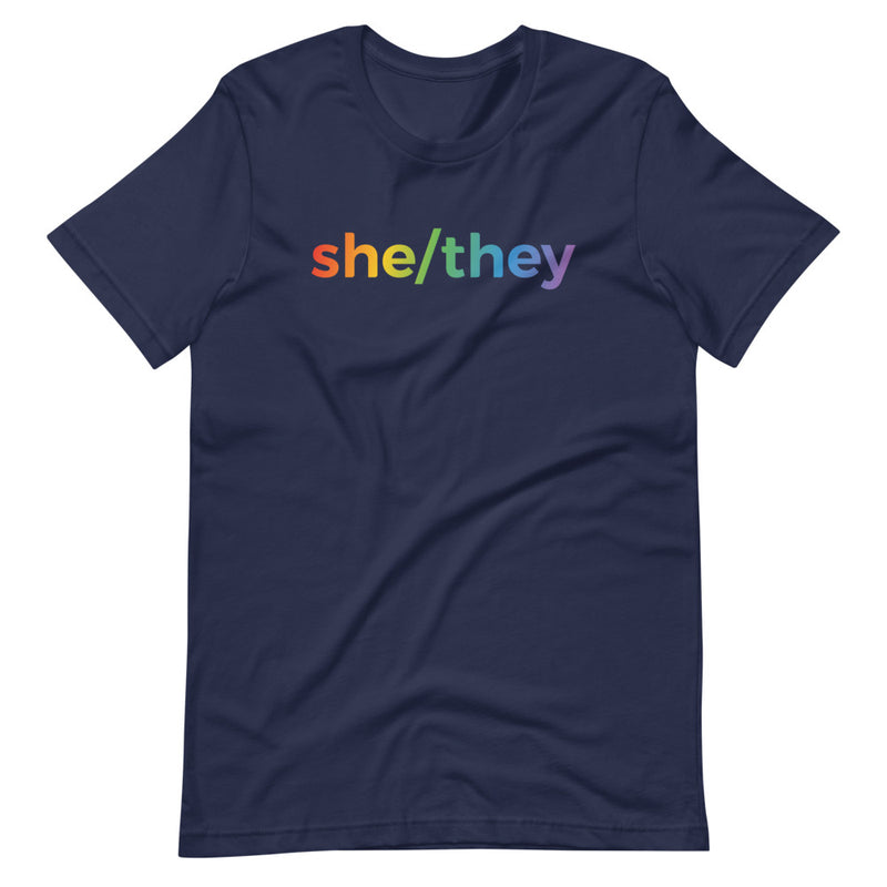 Rainbow she/they Pronoun T-Shirt