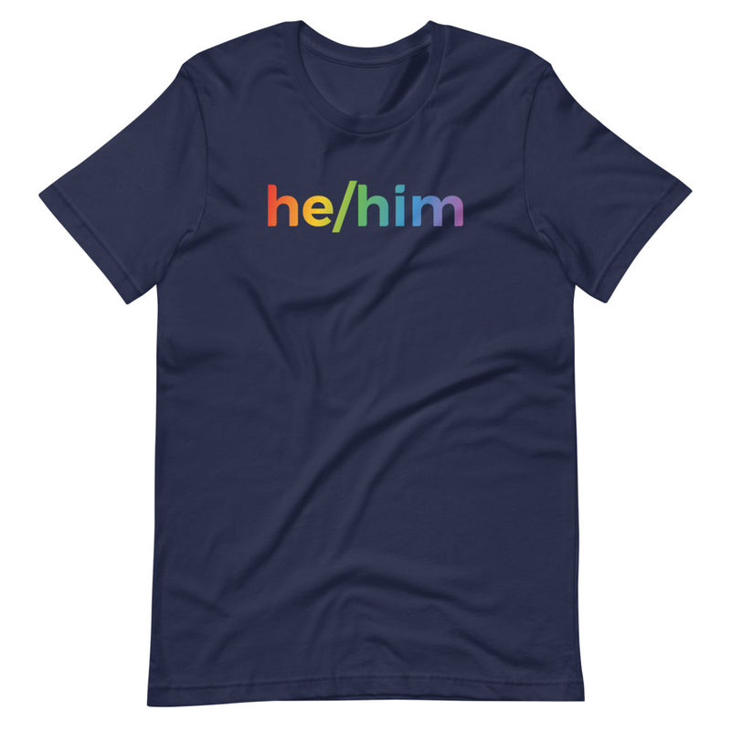 Rainbow he/him Pronoun T-Shirt