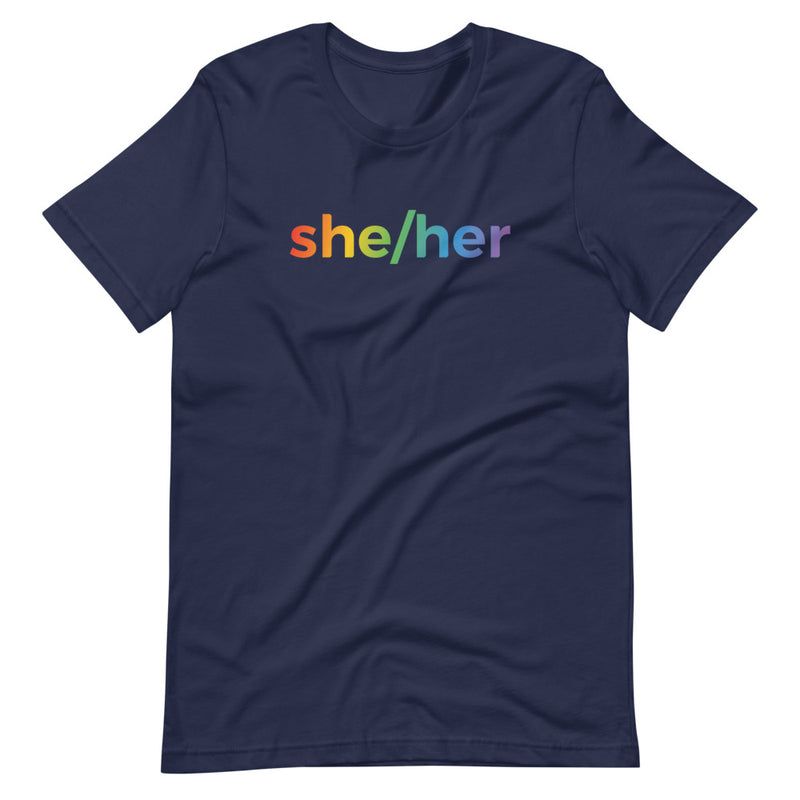 Rainbow she/her Pronoun T-Shirt