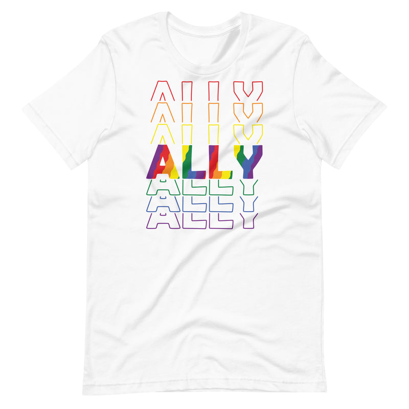 Ally Rainbow Stacked T-shirt in White