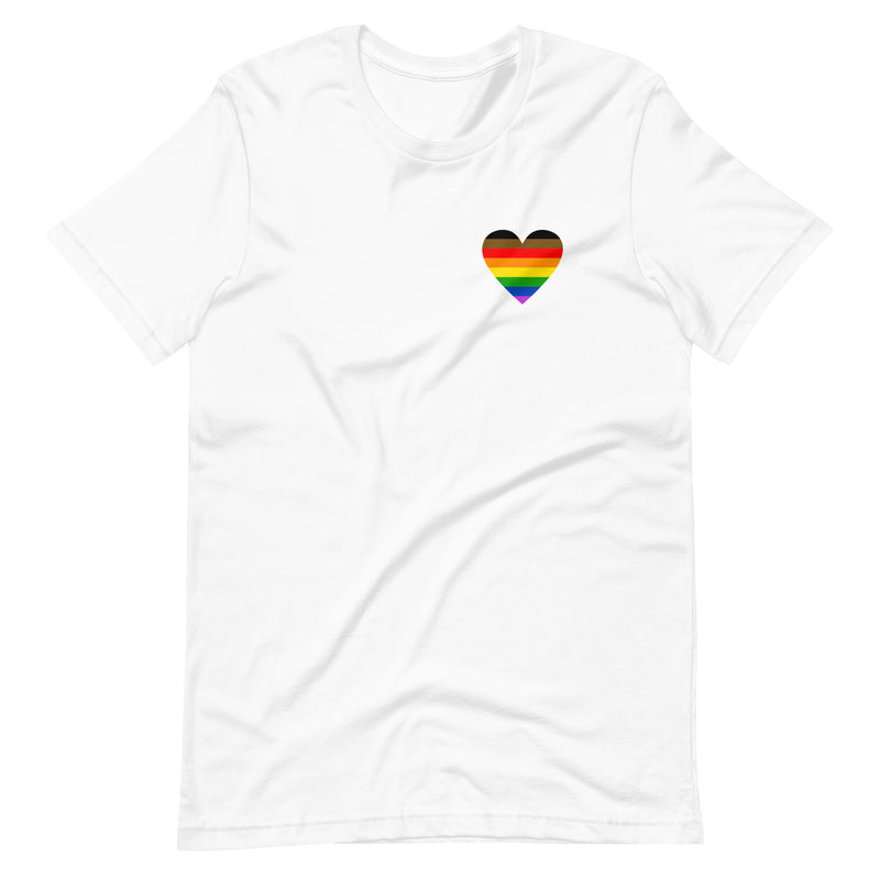 Black and Brown Rainbow Heart T-Shirt in White