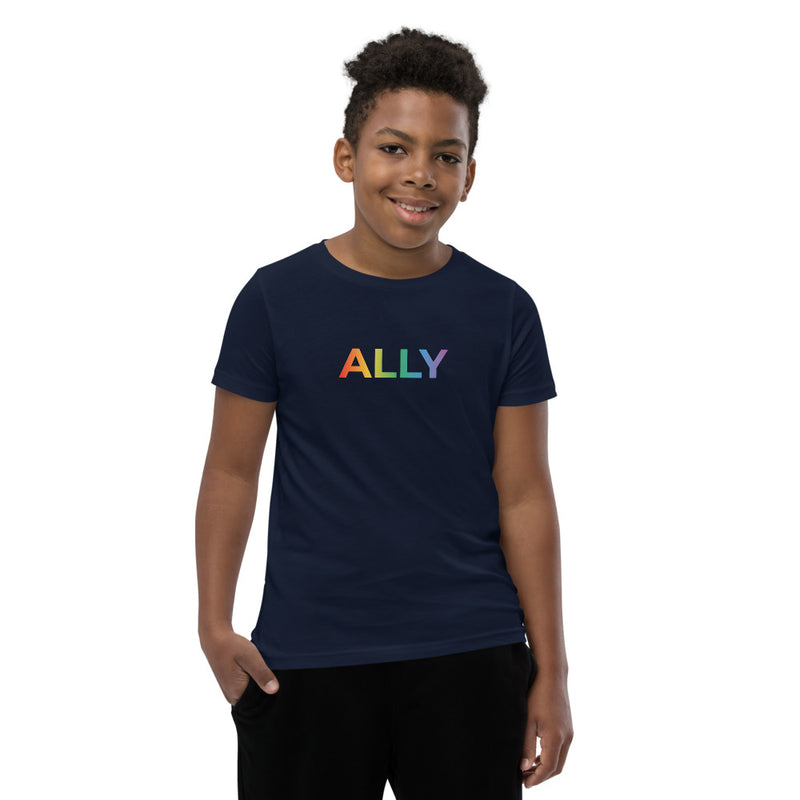 Ally Rainbow Fade Youth T-Shirt in Navy