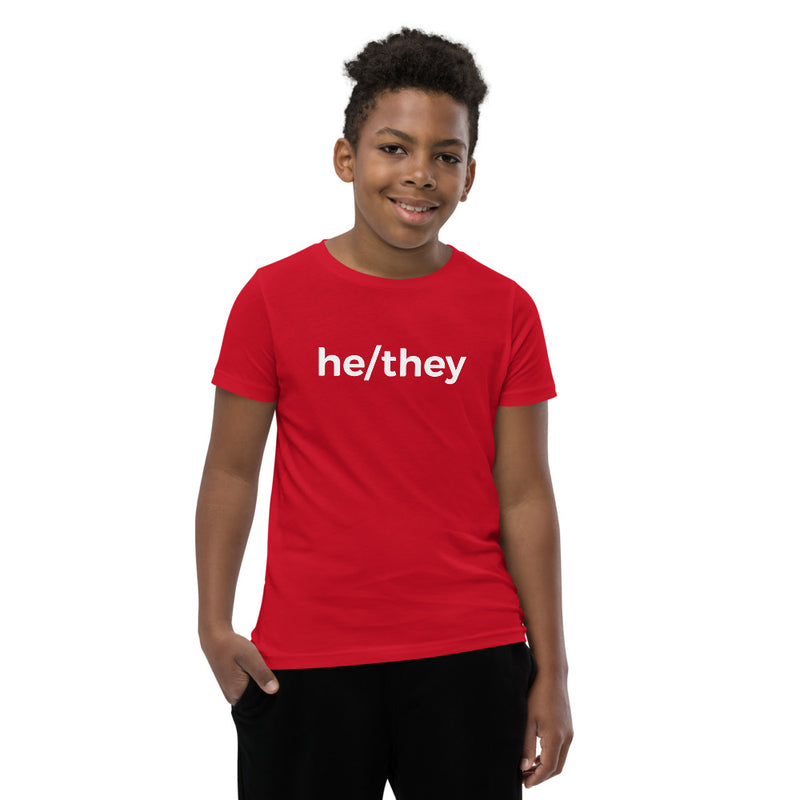 he/they Pronoun Youth T-Shirt